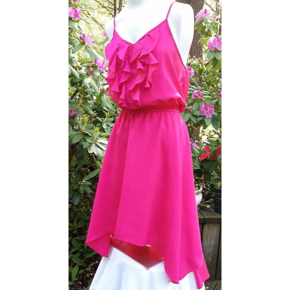 Bisou Bisou Hot Pink High-Low Party Dress